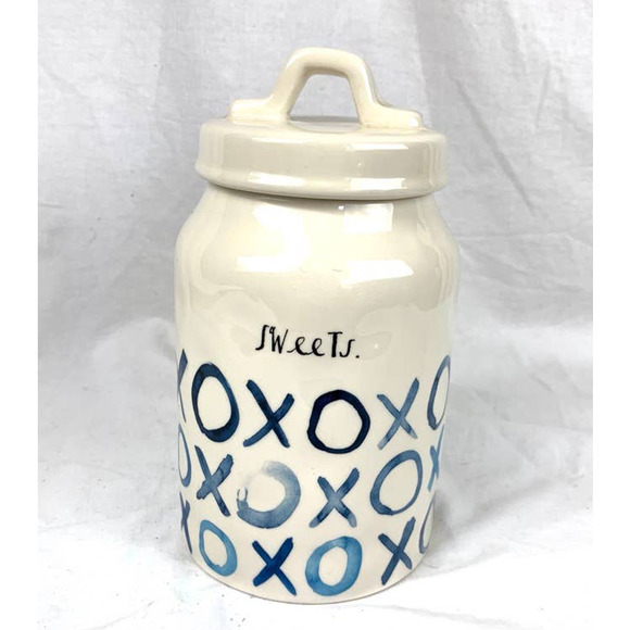 Rae Dunn Magenta XOXO Indigo Sweets Canister 8.5" - Picture 2 of 9